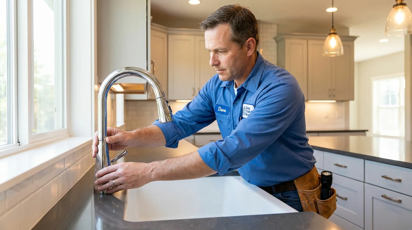 Kitchen faucet installation by Johns Plumbing LLC in West Newton